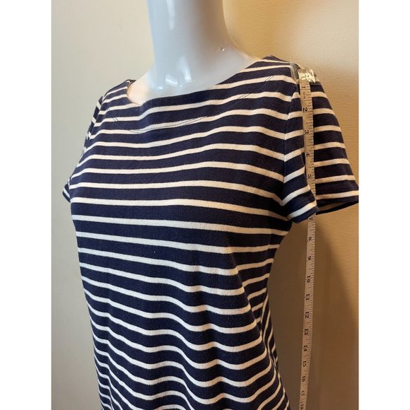 Ann Taylor Loft Womens Striped T Shirt Dress Crew Neck 100% Cotton Blue White MP - Picture 5 of 9